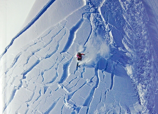 Skier cracking avalanche
