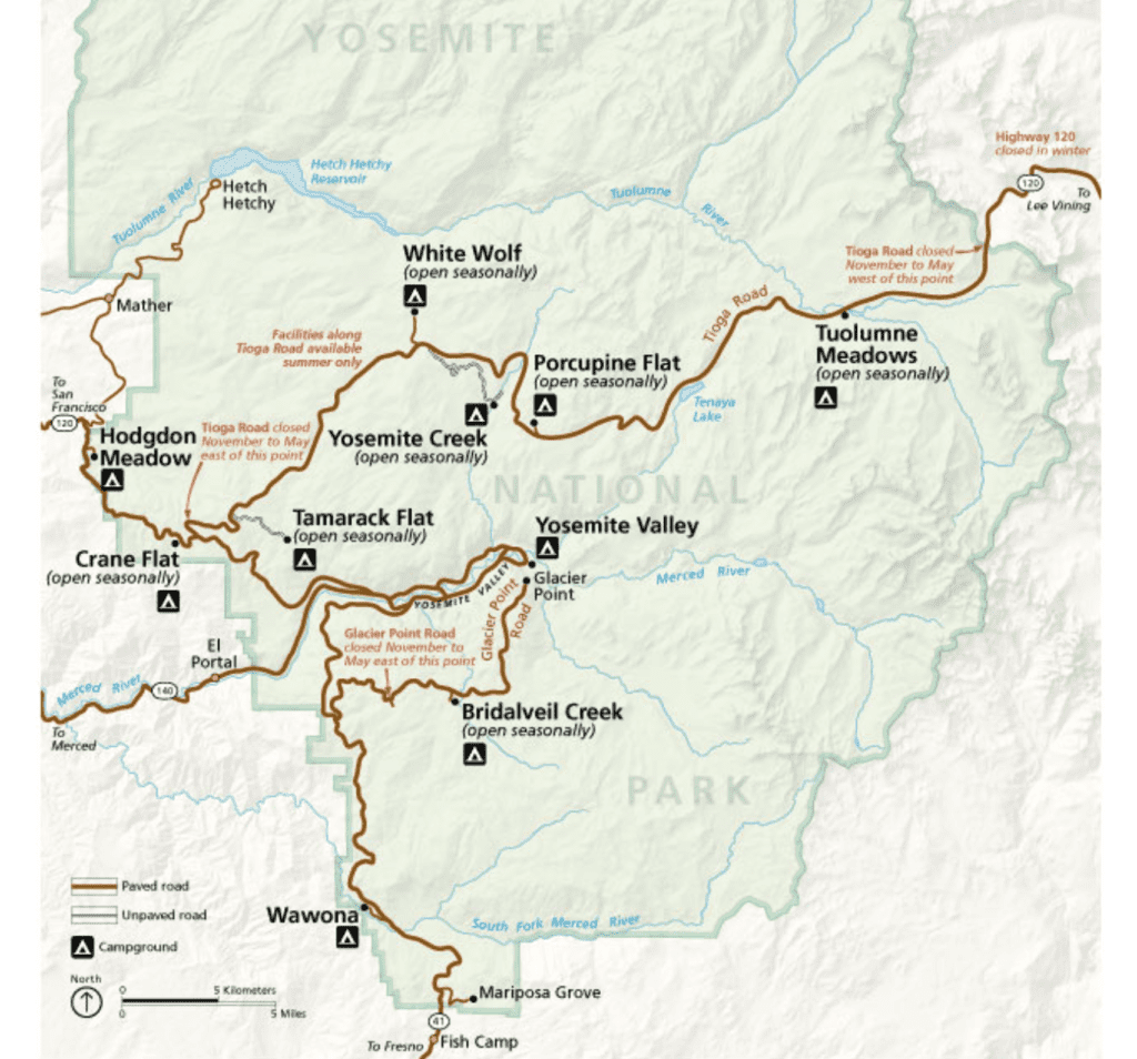 yosemite national park map